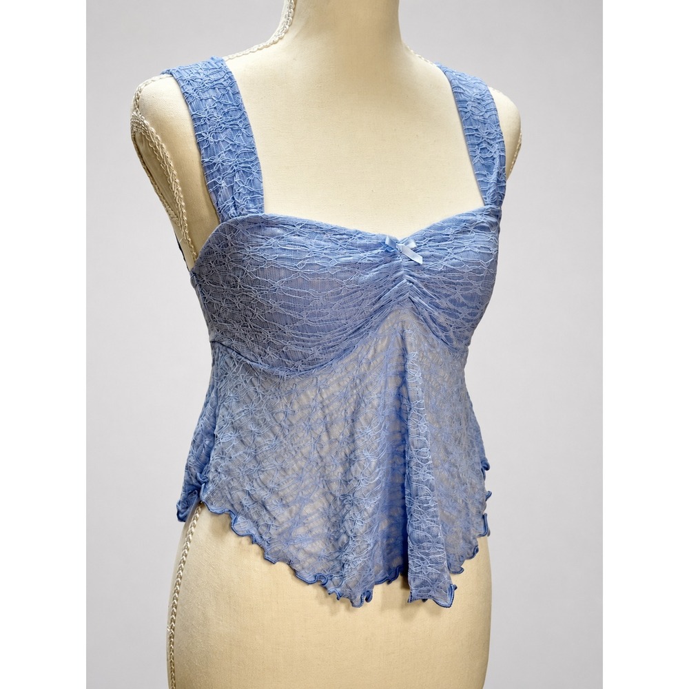 Blue Lace Babydoll Lace Camisole Womens Small Y2K Coquette Fairycore Romantic